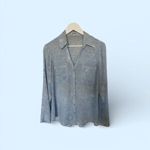 Express Light Blue Floral Portofino Shirt